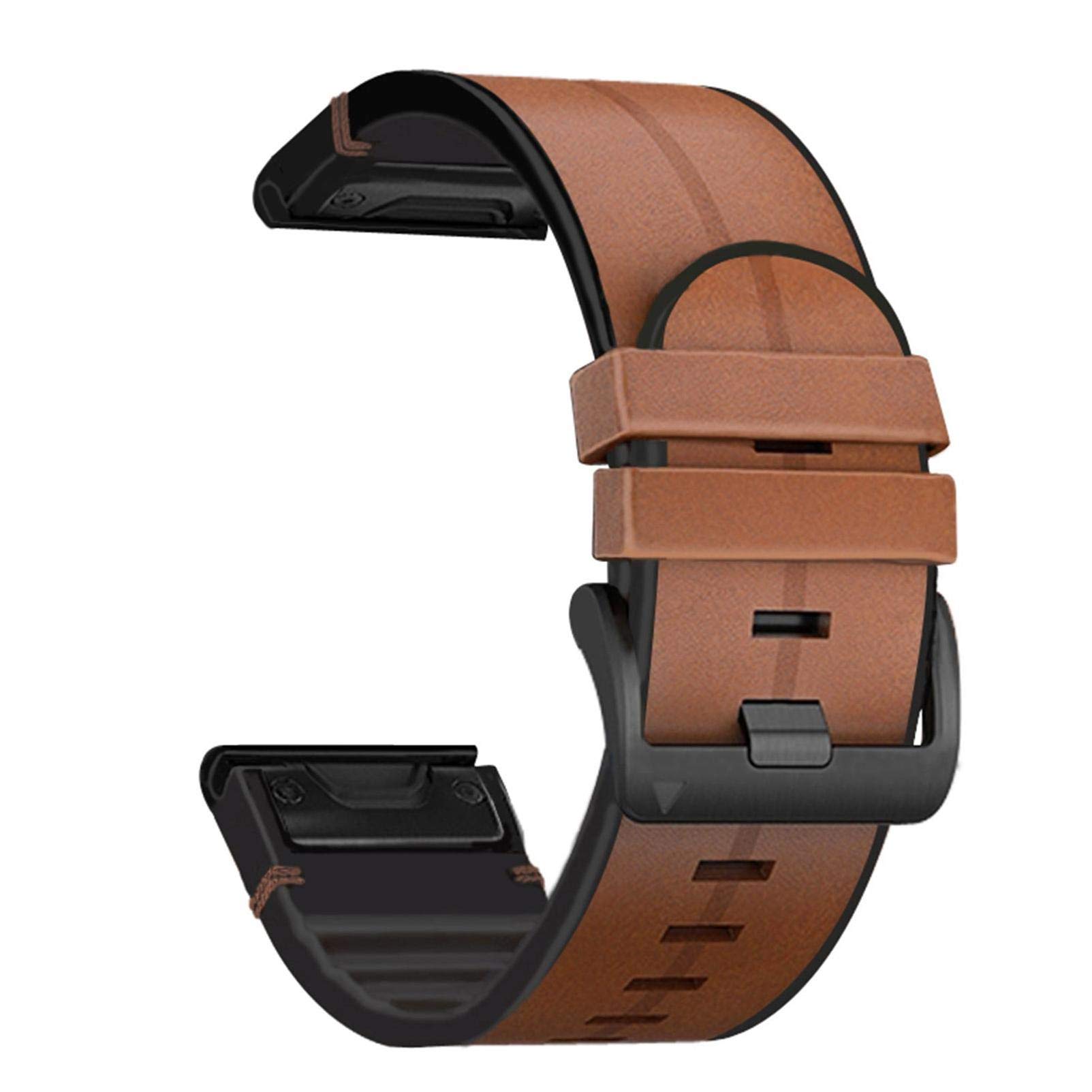 Quickfit For Garmin Fenix 6 6X 7X 7 5 5X 3HR Leather Silicone Watch Band  Strap