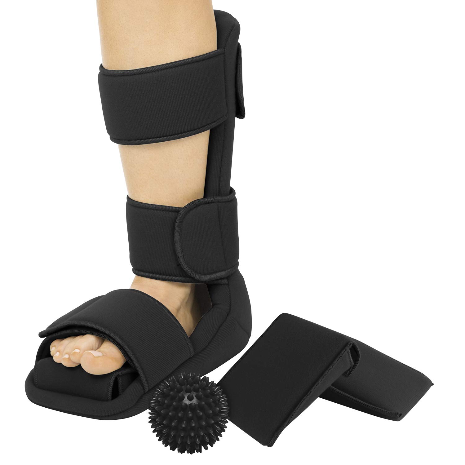 Vive Hard Plantar Fasciitis Night Splint and Trigger Point Spike -  Stabilizer Brace Relieves Inflammation - Foot Support Boot Features  Adjustable Hook