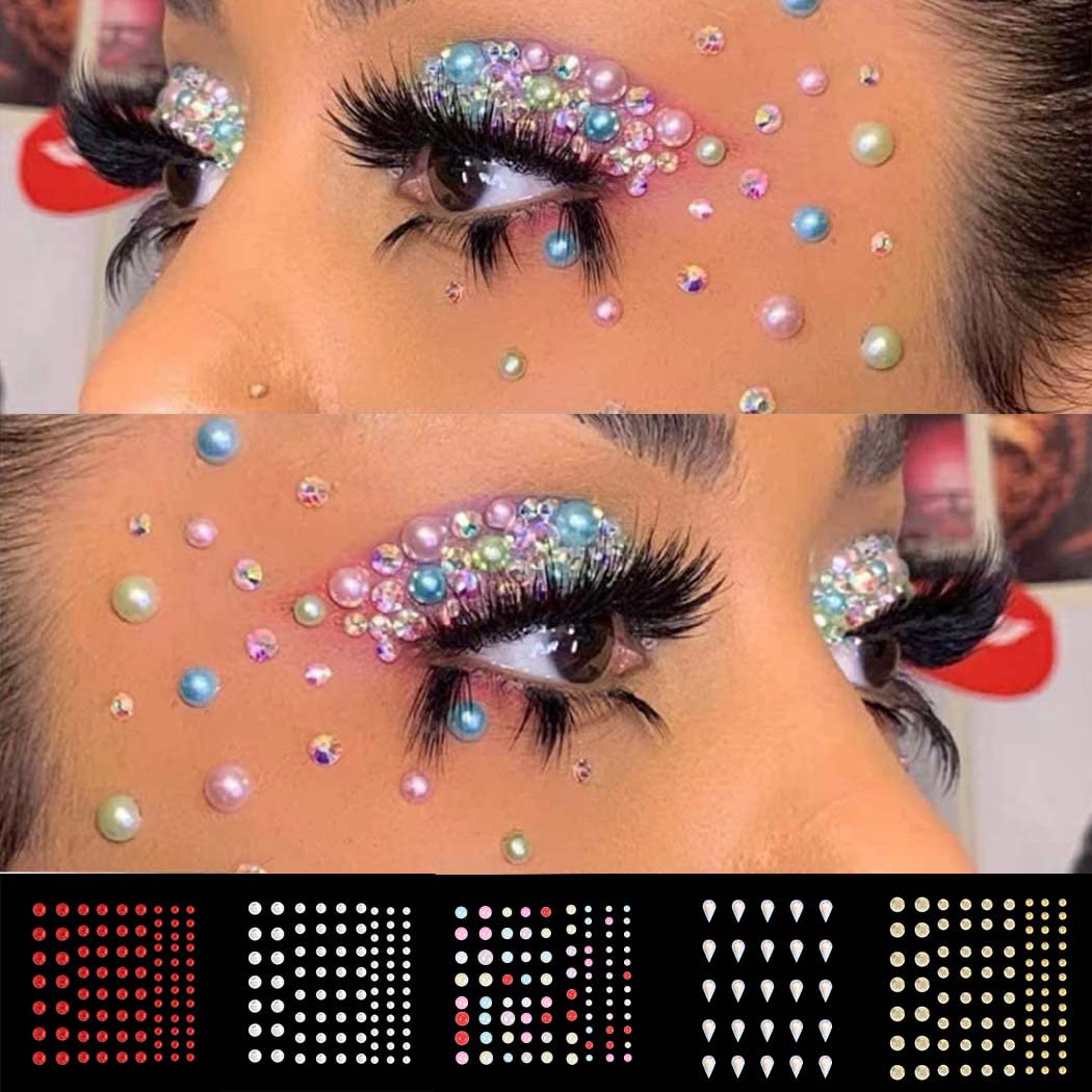 Ludress 5 Sheets Crystal Face Stickers Rave Face Jewels Club Glitter Body  Gems Rhinestones Tear Tattoos Party Mermaid Body Jewels DIY Nails Art Make  Up Accessories for Women and Girls(Style 3)