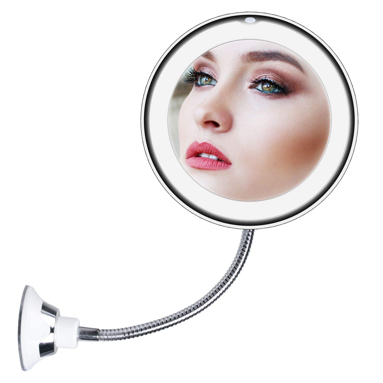 Flexible Makeup Mirror LED 10x Magnifying Vanity Gooseneck Mirror for Home  Bathroom Travel 