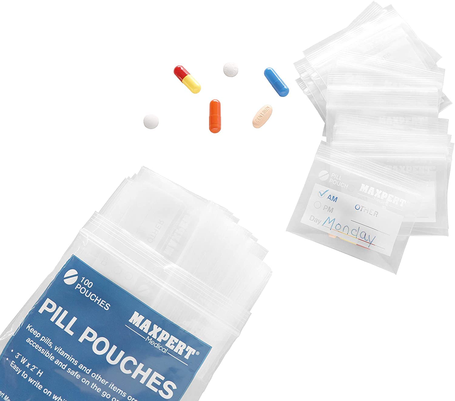 EQUATE - Clear Disposable Pill Pouches, 50 Ct (Mini Resealable Bags)