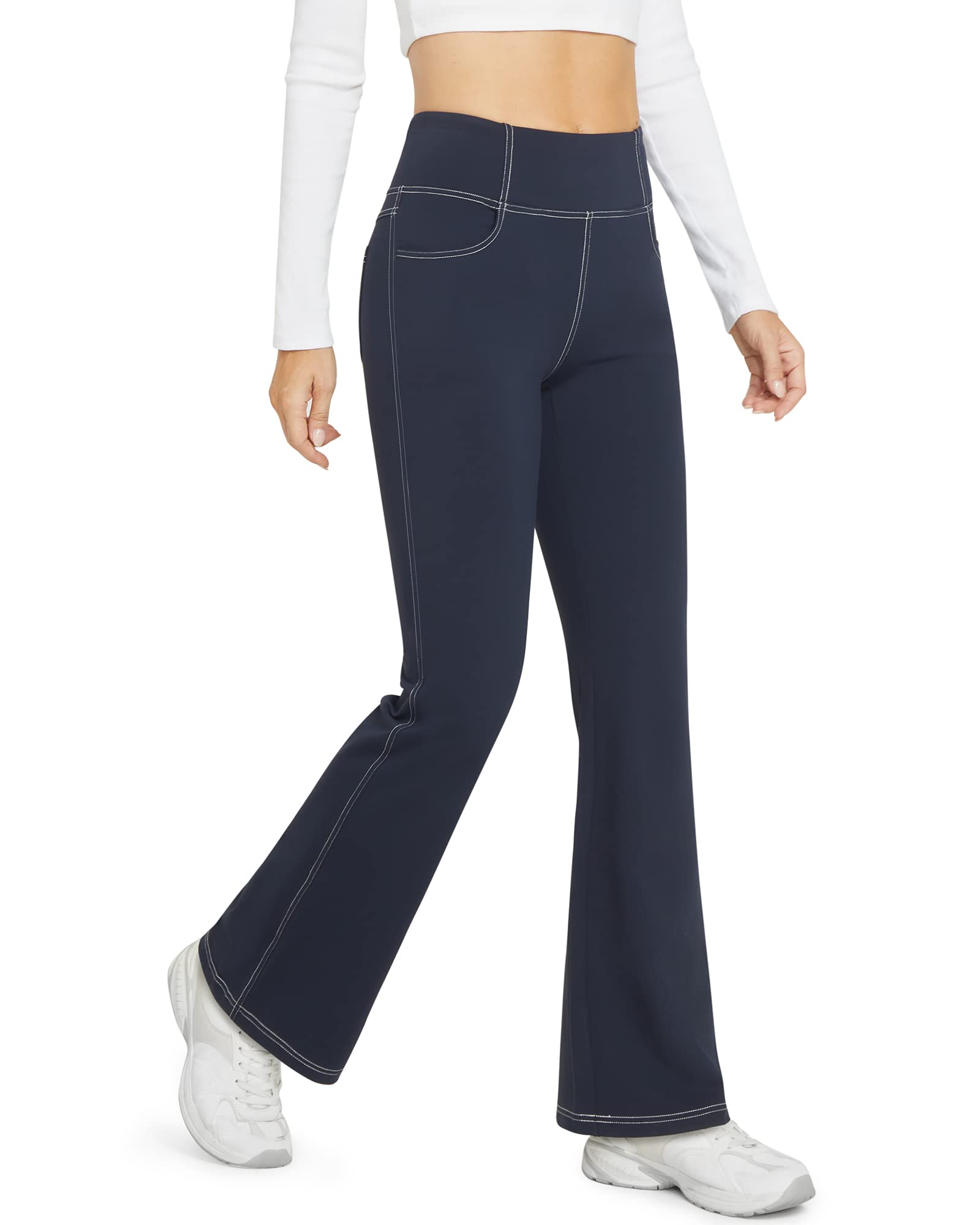Navy Fleece Lined Leggings With Pockets · Filly Flair