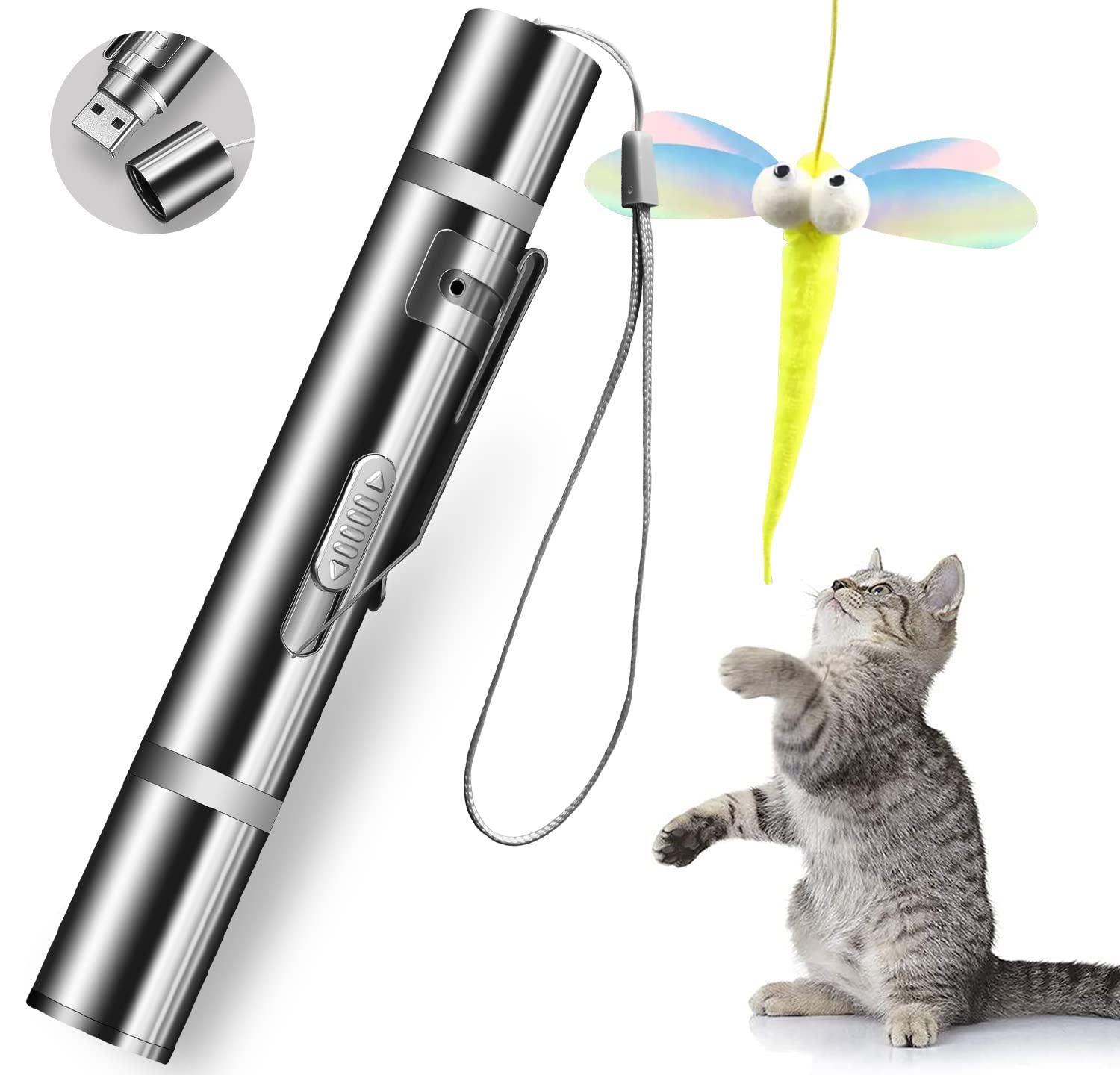 3 in 1 Rechargeable Cat Laser Pointer Toy USB Power 