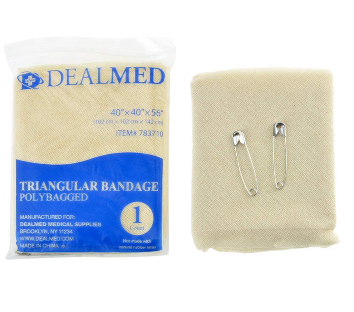 Dealmed Latex-Free Triangular Bandages 12 Cotton Bandages with 2 Safety  Pins 40 x 40 x 56 Compression Bandage Wrap Wound Care Product for First Aid  Kit and Medical Facilities 40x40x56 Inch (Pack of 12)