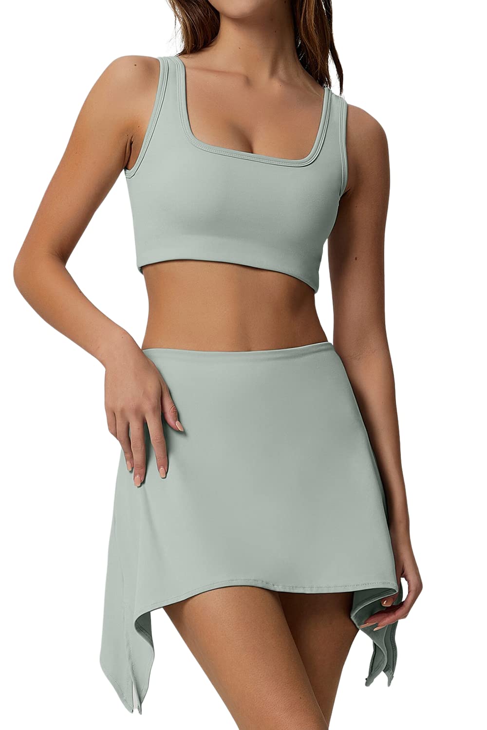 QUYUON Womens Athletic Tank Dresses with Built-in Shorts Clearance