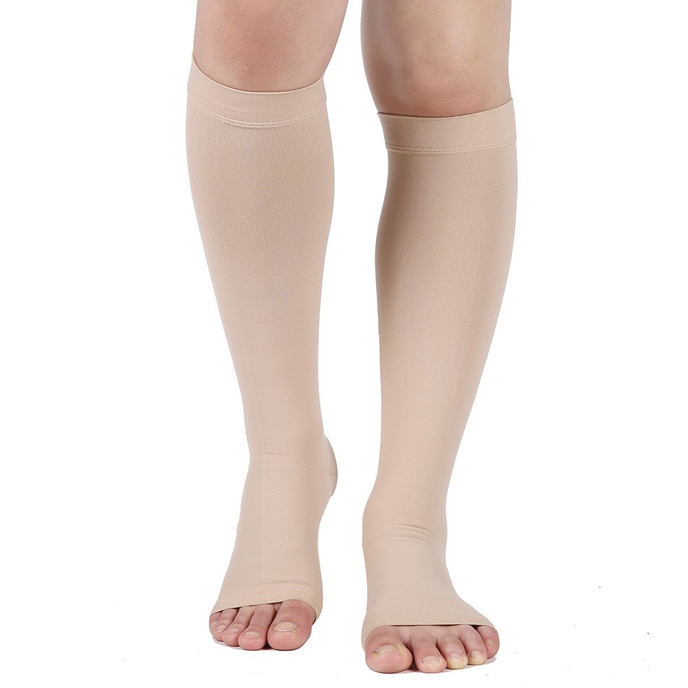 Compression Socks, 20-30 mmHg Graduated Knee-Hi Compression Stockings for  Unisex, Open Toe, Opaque, Support Hose for DVT, Pregnancy, Varicose Veins,  Relief Shin Splints, Edema, Beige Small : : Clothing, Shoes &  Accessories