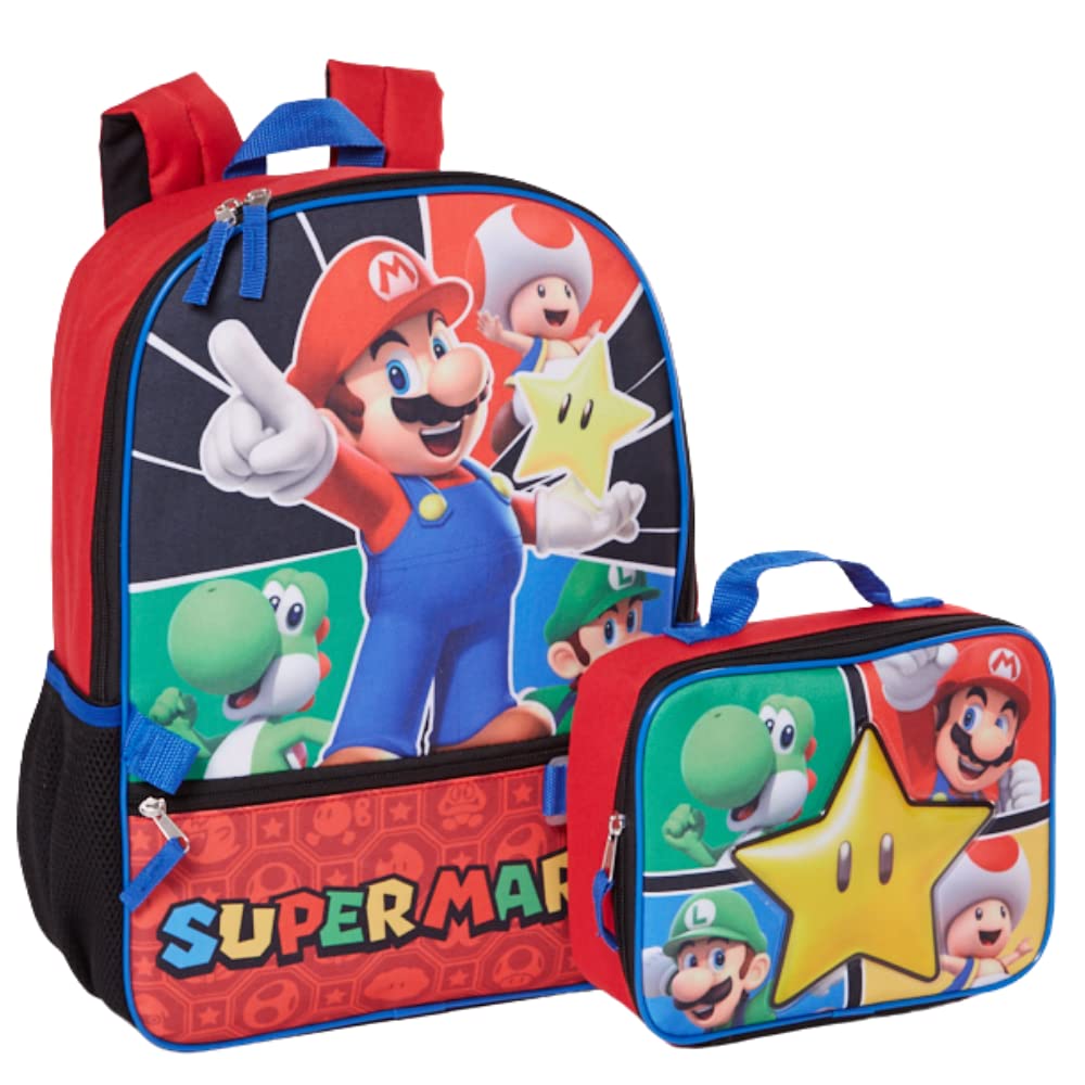 Super Mario Bros Boy's Girl's Soft Insulated School Lunch Box (One