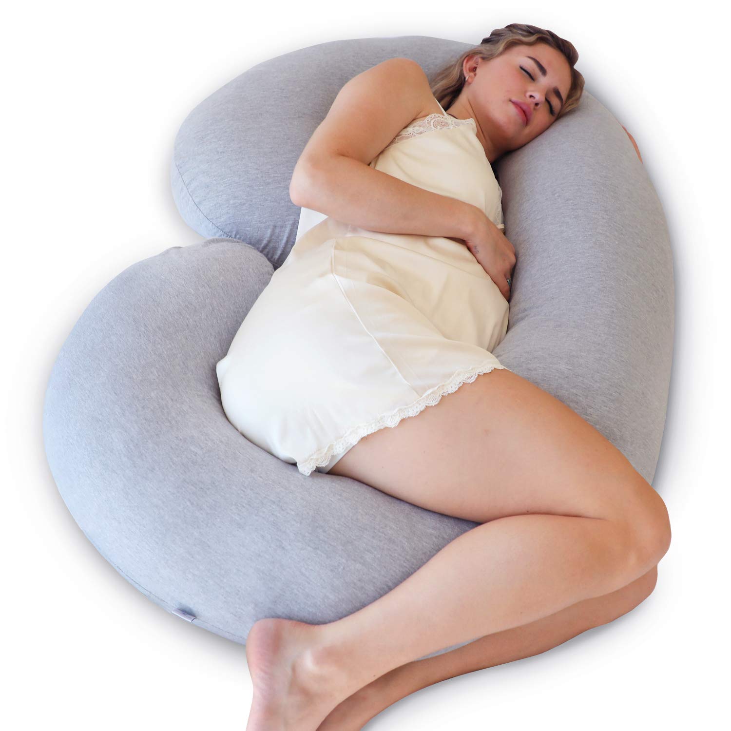 Pregnancy Pillows for Sleeping, Maternity, Pregnancy Body Pillow Support for Back, Legs, Belly, Hips of Pregnant Women, Detachable and Adjustable with