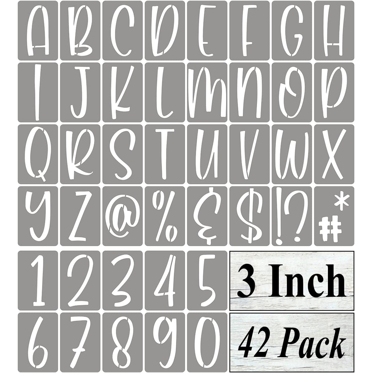  Letter Stencils, 3 Inch 42 Pack Reusable Number and