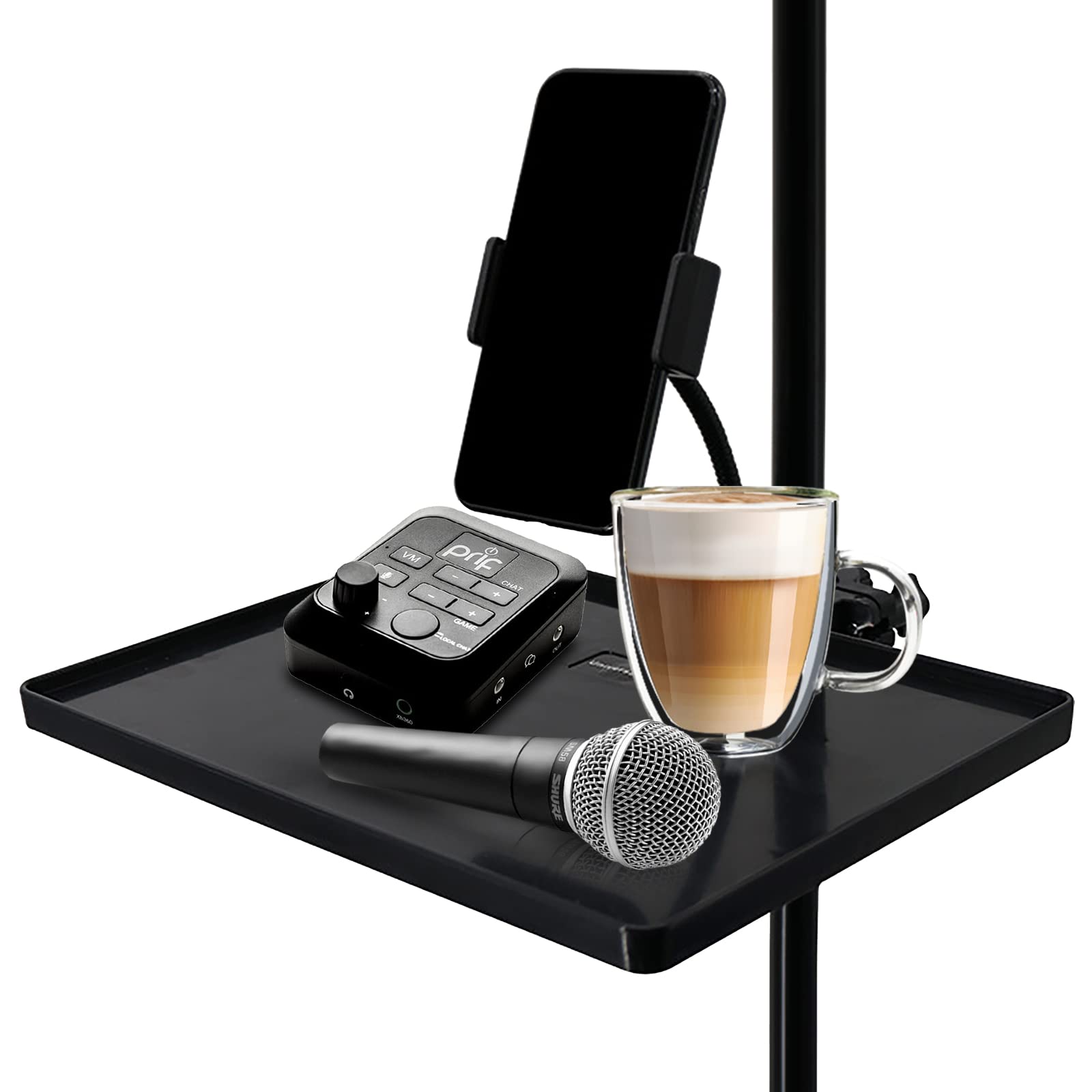 Microphone Stand Tray with Phone Holder Universal Adjustable Mic