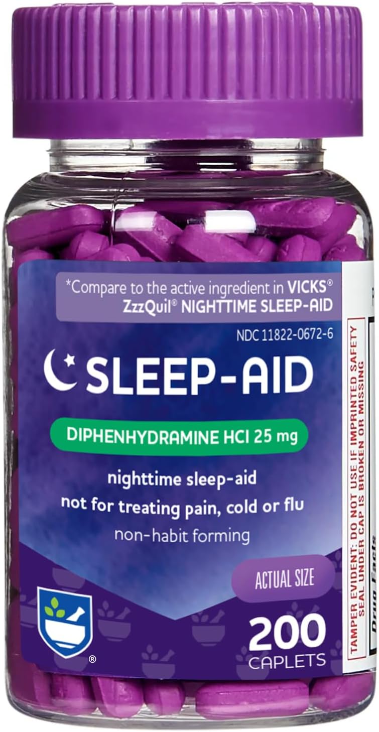 Rite Aid Sleep Aid Caplets Diphenhydramine HCl 25mg 200 Count