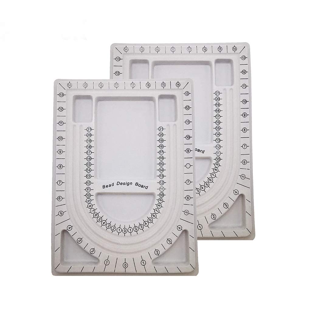 2 Pack Bead Design Board Bracelet Design Board Flocked Bead Board Necklace  Beading Jewelry Organizer Tray DIY Jewelry Making Tray(13 Inch)