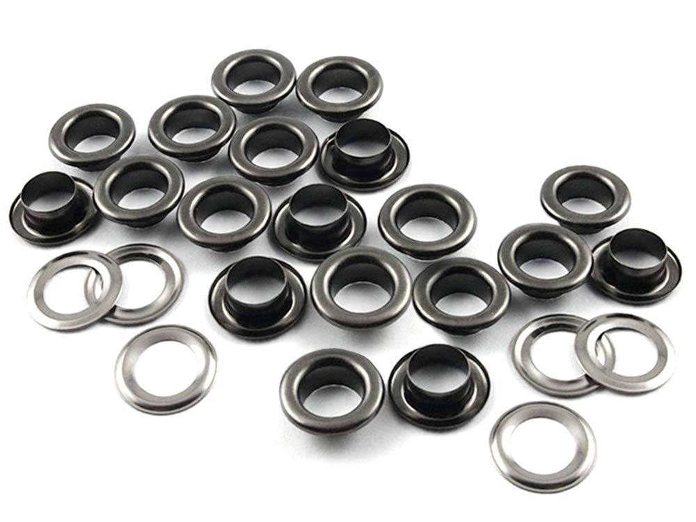 CRAFTMEMORE 1/4 Hole Size 100 Sets Gunmetal Black Metal Grommets Eyelets  with Washers for Bead Cores, Clothes, Leather, Canvas (Gunmetal, 100 Pack)
