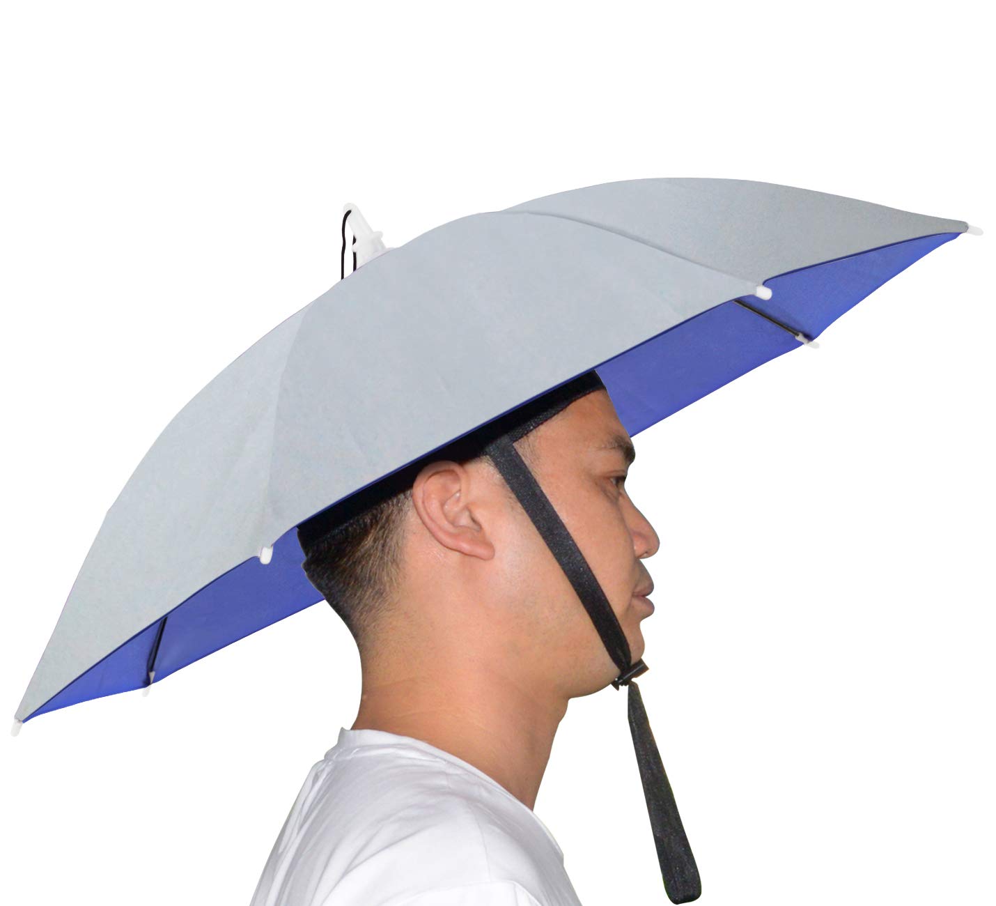 NEW-Vi Umbrella Hat Adult and Kids Folding Cap for Beach Fishing Golf Party  Headwear Silver