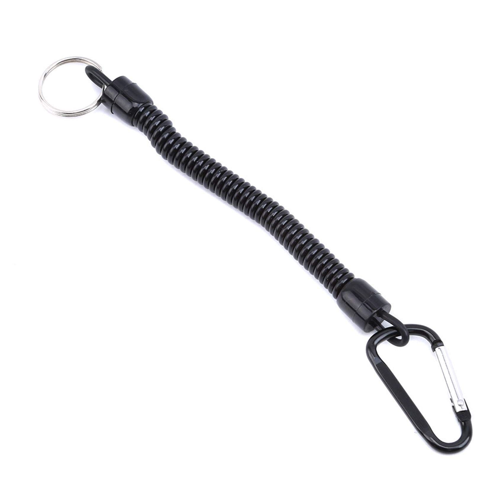 DONGMING Flexible Fishing Lanyards Theftproof Spring Coil Cord Keychain  Safety Fishing Ropes,Black