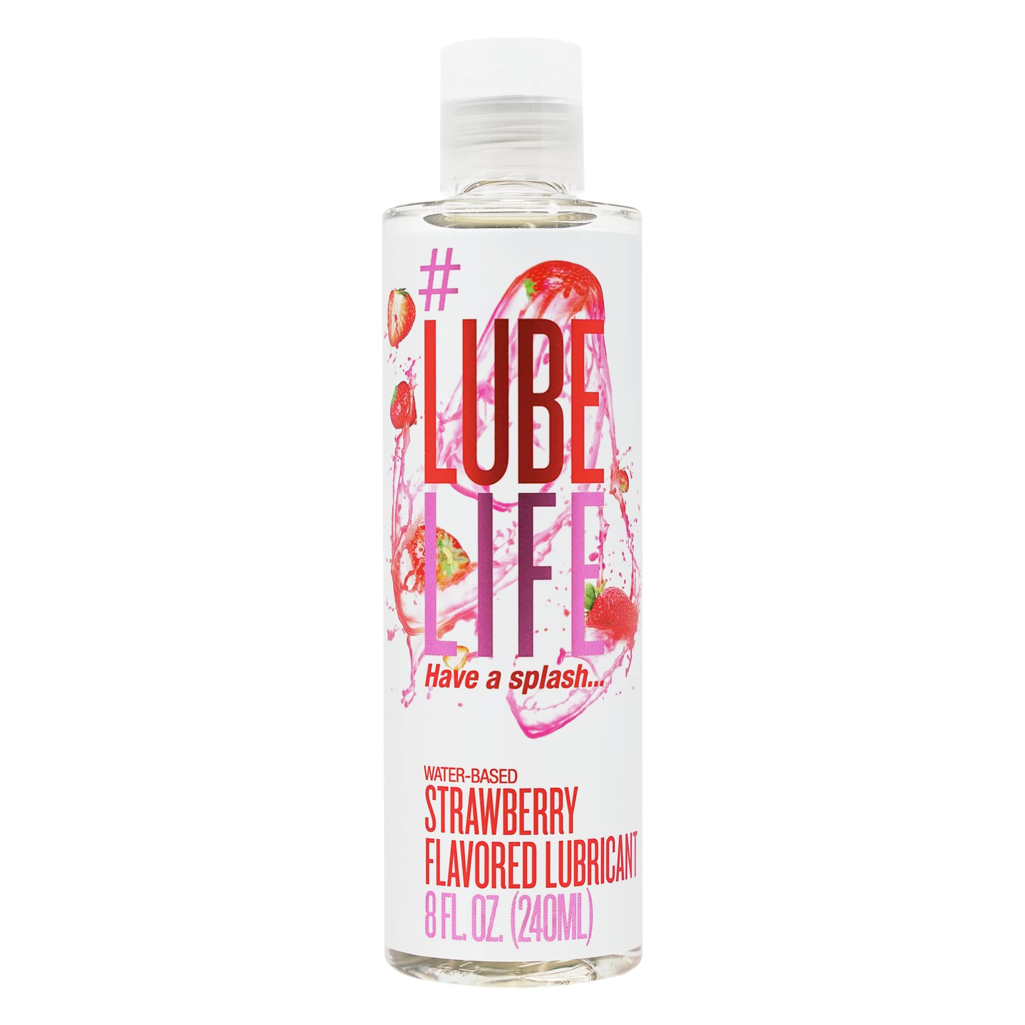 LubeLife Water-Based Strawberry Flavored Lubricant, Personal Lube for Men,  Women and Couples, Made Without Added Sugar, 8 Fl Oz Strawberry 8 Fl Oz  (Pack of 1)