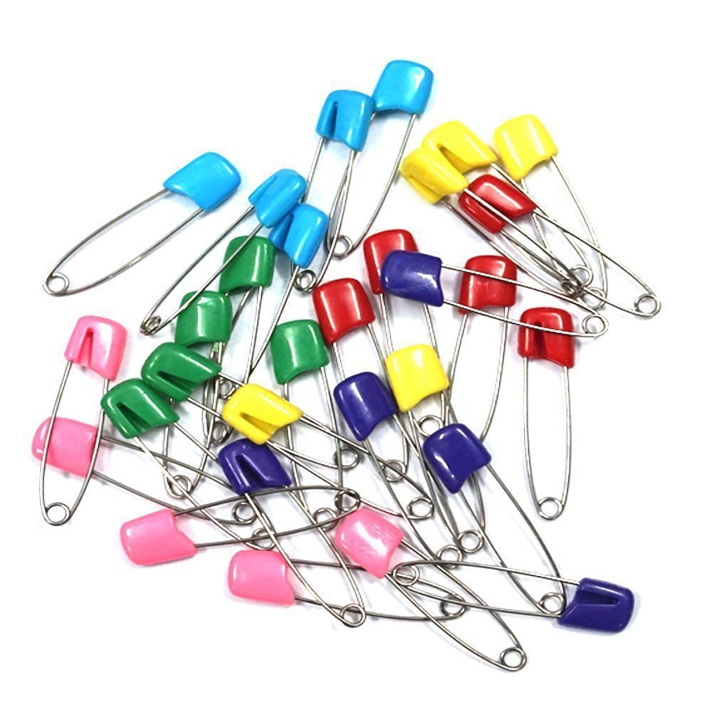 Coolrunner 50 PCS Baby Safety Pins, Assorted Color Plastic Head
