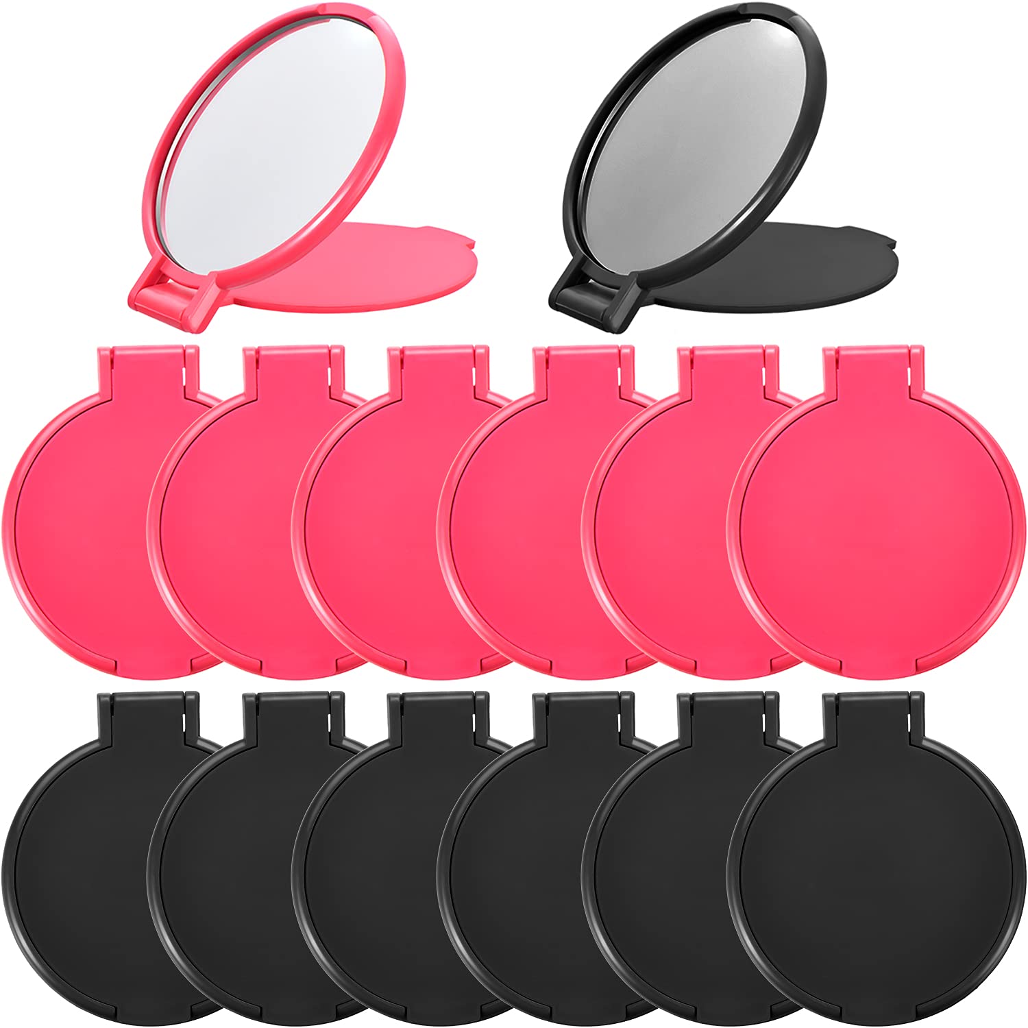 Yalikop Round Mirror Compact Mirror Mini Folding Mirror Portable Round  Mirror Makeup Mirror for Women Girls Travel Daily Use (Pink, Purple, Green