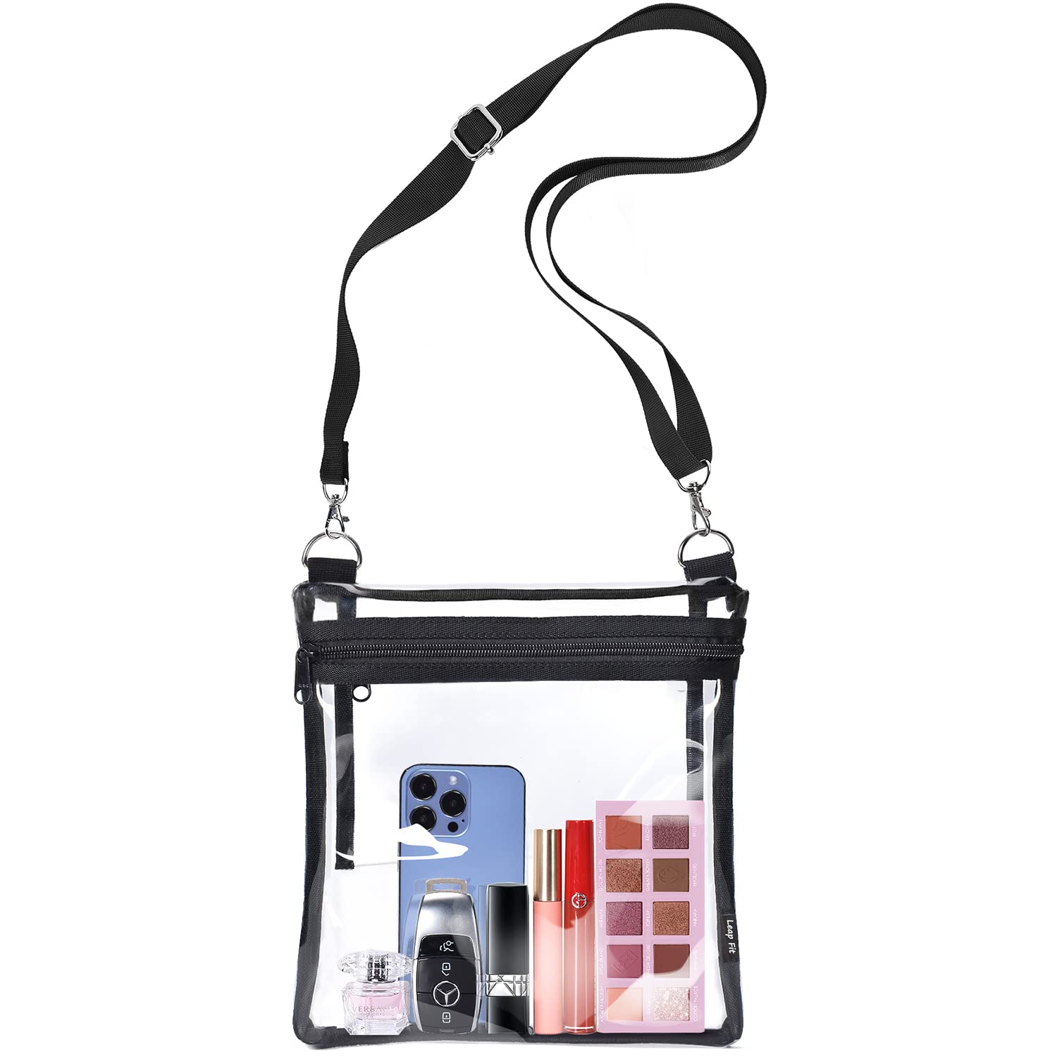 Leap Fit Clear Bag Stadium Approved: See Through Purse Women Men Crossbody Bags - Small Cute Transparent Plastic Purse