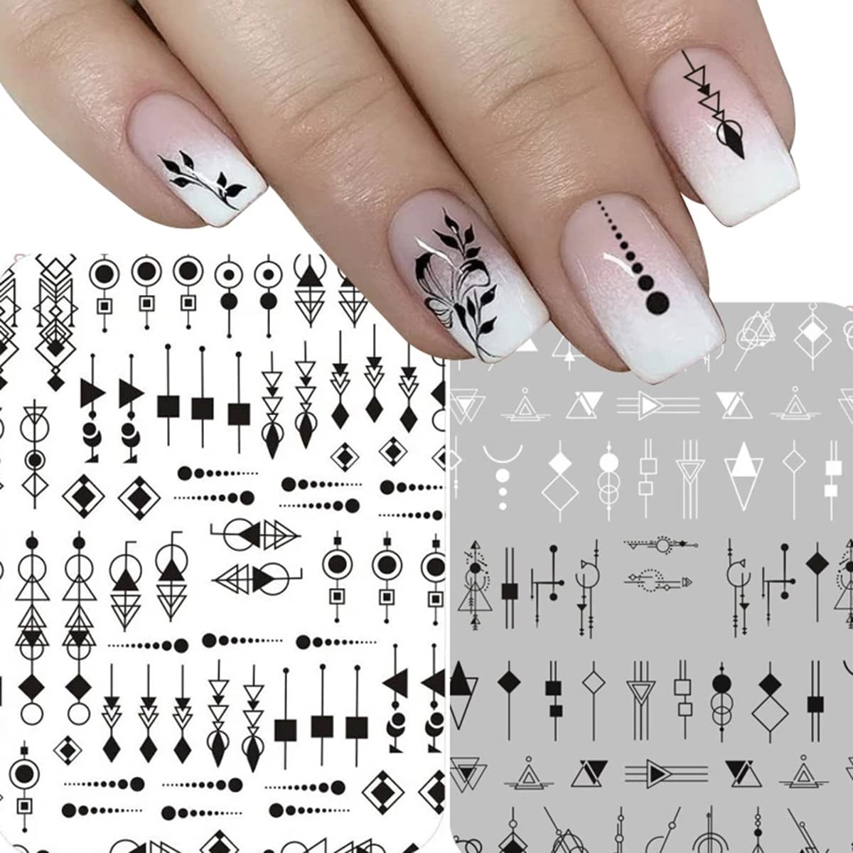 2pcs Black and White Alphabet Nail Letter Stickers Stickers 3d Nail Art  Sticker Nail Decal Stamping Nail Art Decoration Transfer Decals