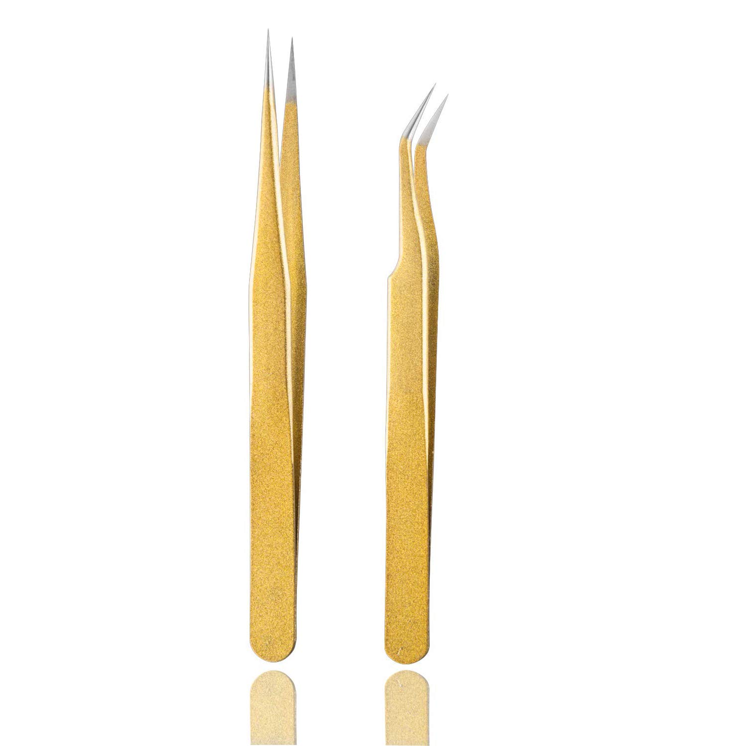 2 Pack Stainless Steel Straight Tweezers And Curved Nippers