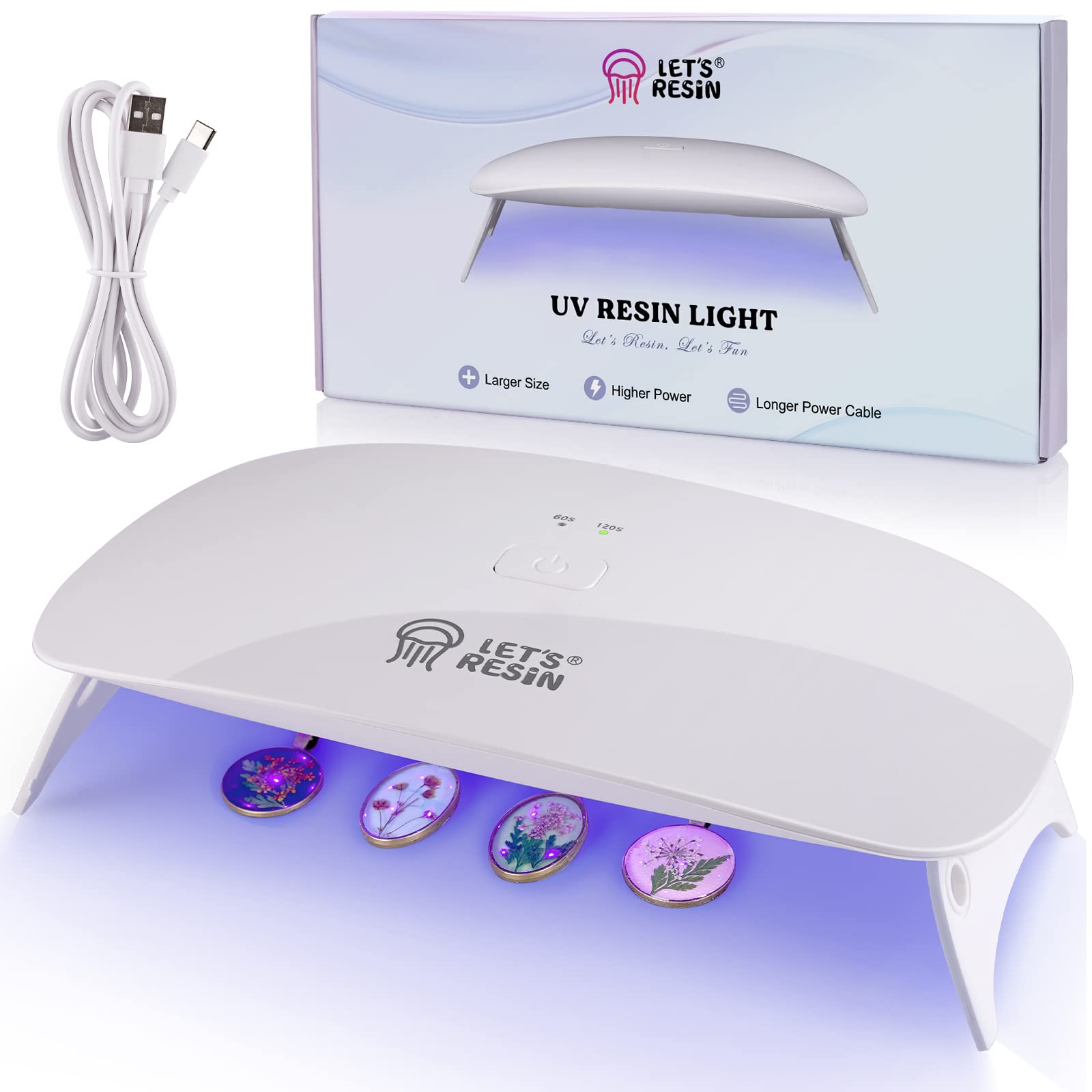 Let's Resin UV Light for Resin, Large Size Portable UV Resin Light, Fast  Curing&143g Light Weight UV Lamp 