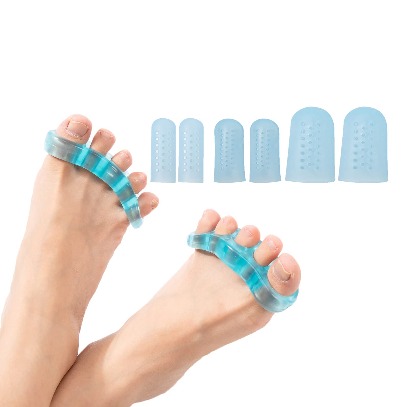 2 Pairs Yoga Toe Straighteners Foot Stretcher Big Toes Spacers Toe  Spreaders(4 pcs) Gel Toe Separator Bunion Corrector (Beige) one size 4.0  Count