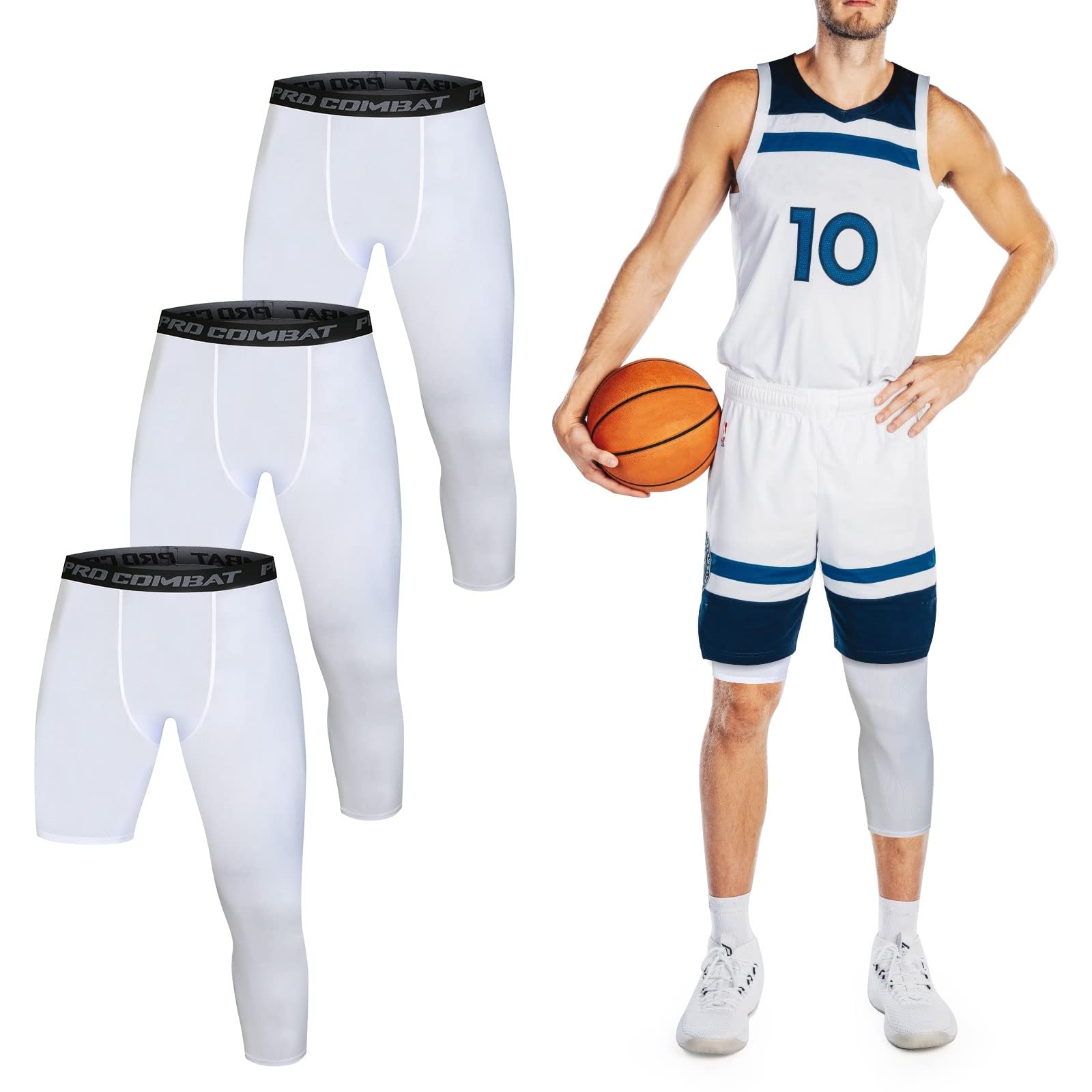 Buy Mens 3/4 Compression Pants 3 Pack Basketball Running Tights