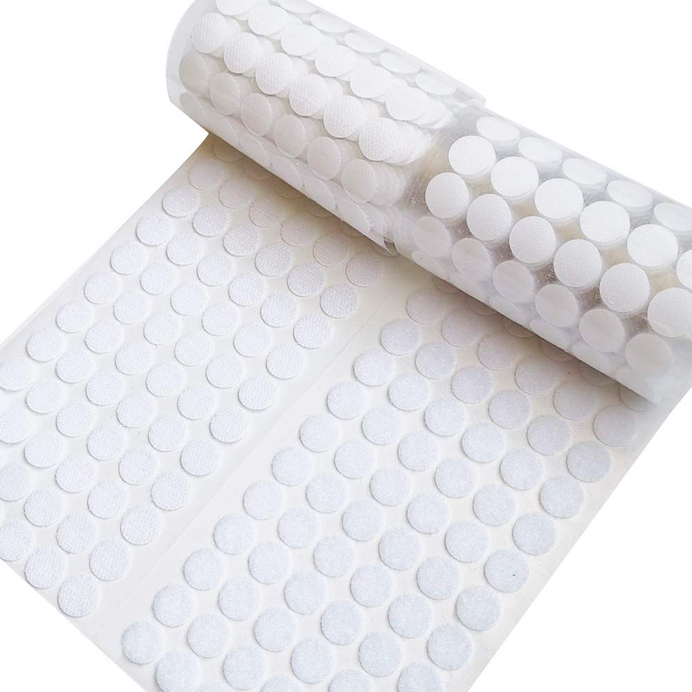 Self Adhesive Dots Strong Adhesive 1000pcs(500 Pairs) 0.59 Diameter Sticky  Back Coins Nylon Coins Hook & Loop Dots with Waterproof Sticky Glue Coins  Tapes Very Suitable for Classroom Office Home 1000 White