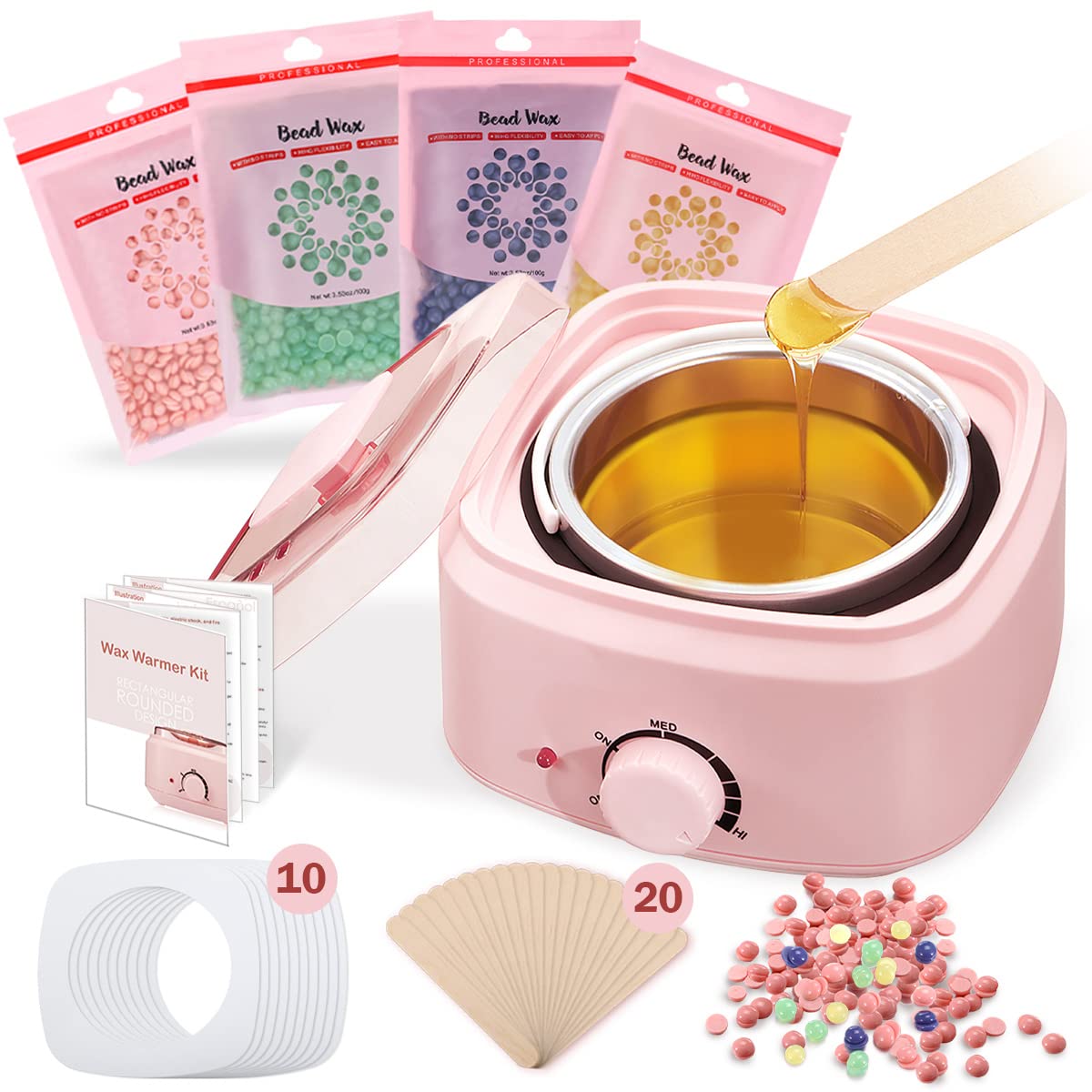 TIKESI Waxing Kit - Wax Warmer for Hair Removal, Hard Wax Beans for Full  Body, Legs, Face, Eyebrows, Bikini, Brazilian Waxing for Women Men