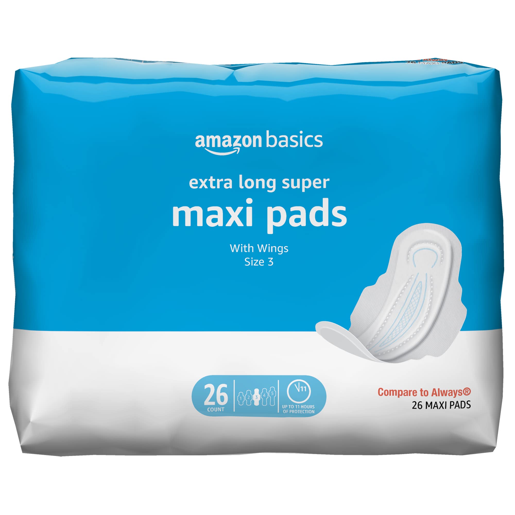 Basics Thick Maxi Pads with Flexi-Wings for Periods, Extra