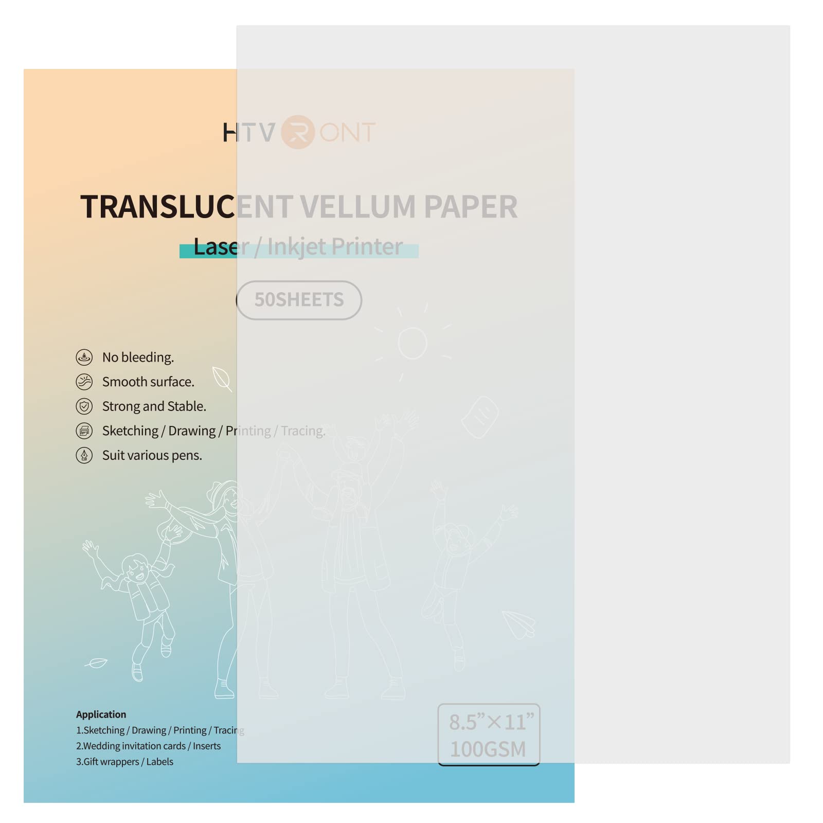 HTVRONT 50 Sheets Vellum PaperTranslucent Printable Tracing Paper for  Drawing, Invitations, Printing, Sketching 8.5 X 11
