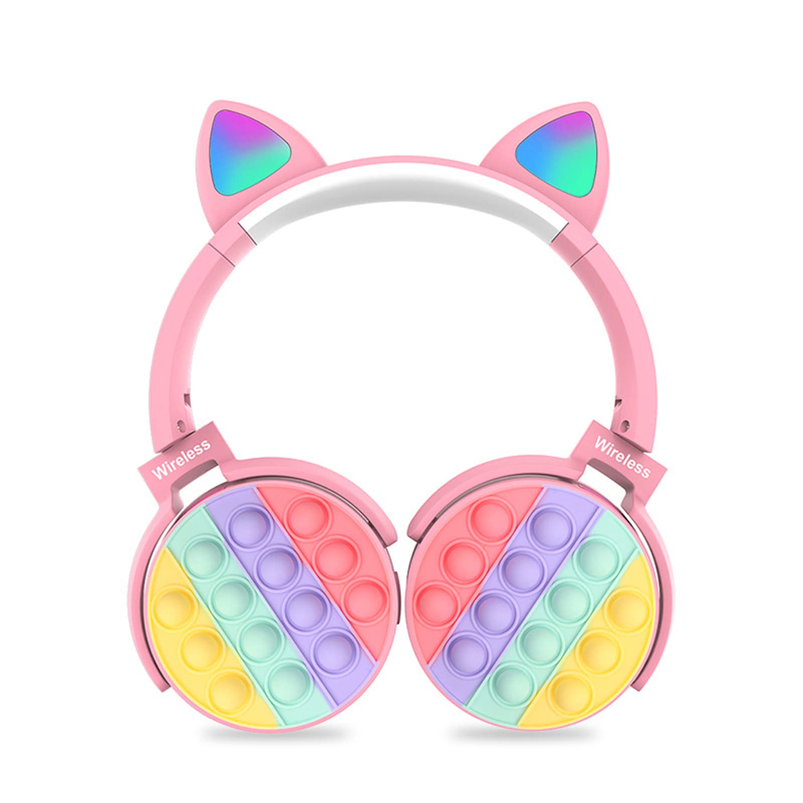 Rainbow Pop On It Bluetooth Headphones Fidget Bluetooth Head