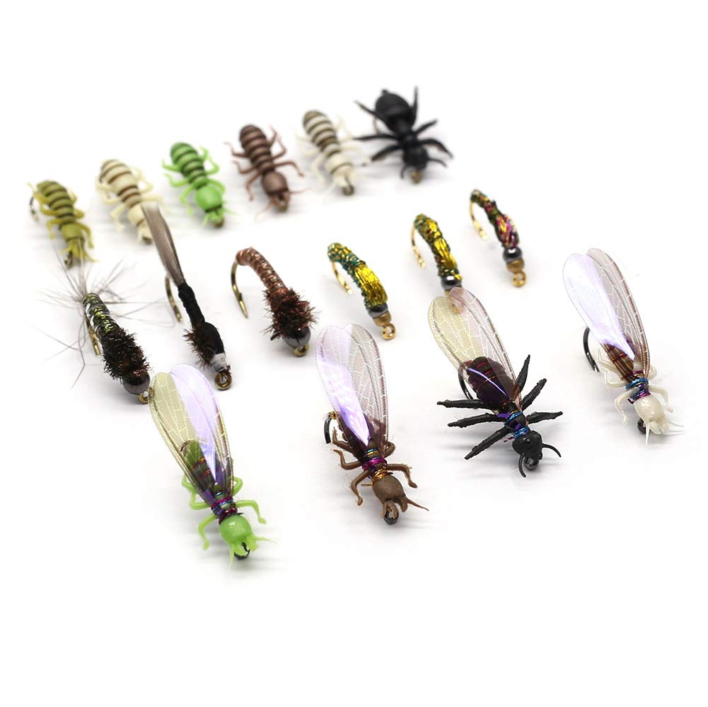 YZD Fly Fishing Flies Realistic Dry Wet Nymph Trout Flies Hand Tie Lures  Kits 12/26/48 Pcs 6-Ant kit 26 pcs