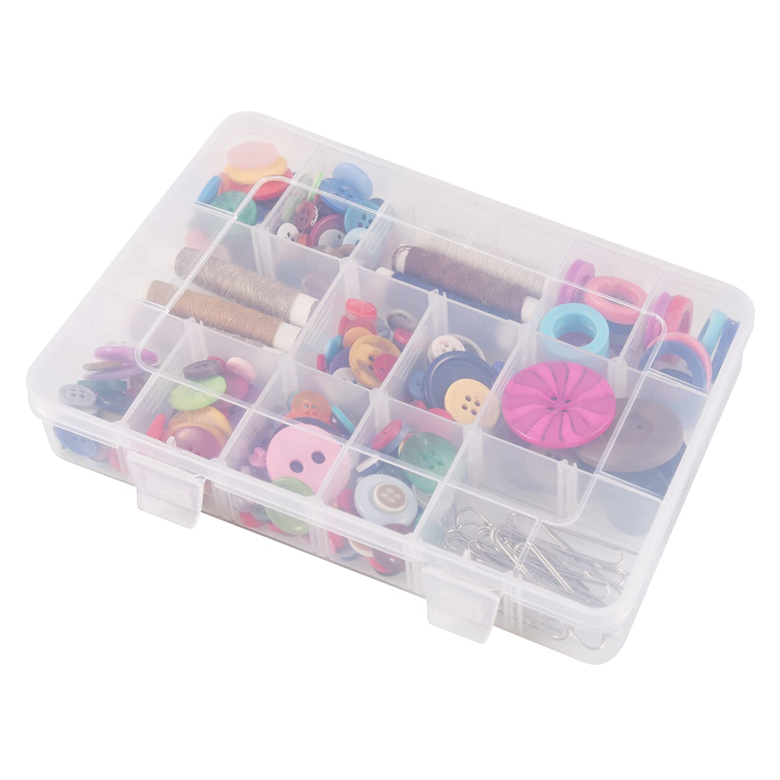 18 Grids Plastic Organizer Box with Dividers, Exptolii Clear Compartment  Container Storage for Beads Crafts Jewelry Fishing Tackles, Size 7.9 x 6.2  x