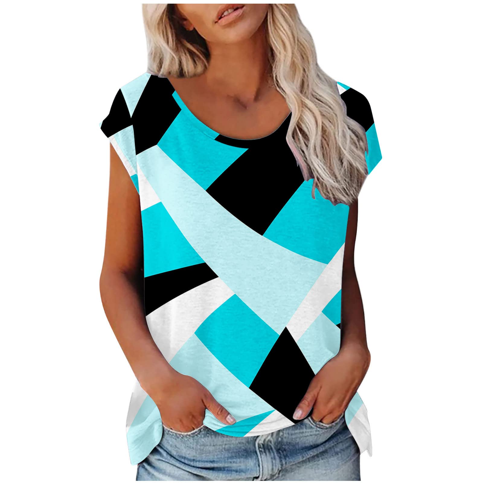 2023 Long Sleeve Tunic Tops to wear with leggings Trendy Geometry