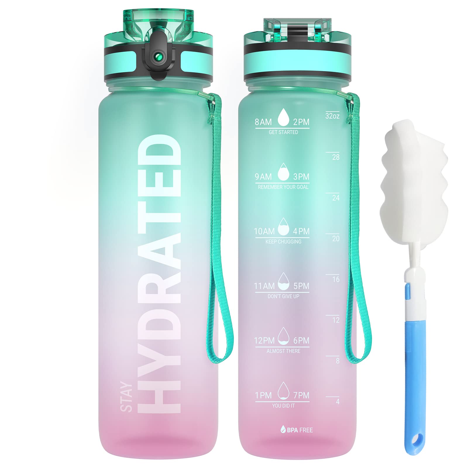 Sahara Sailor Water Bottles, 32oz Motivational Sports Water Bottle