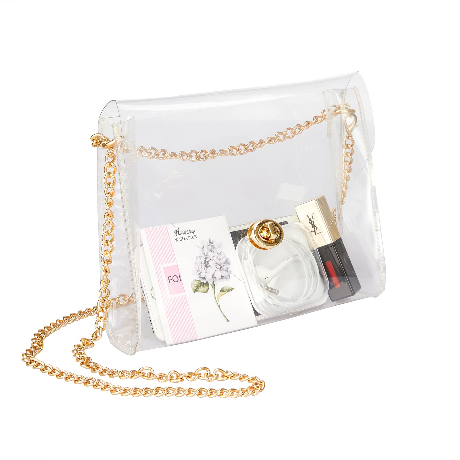 Haoguagua Clear Purse for Women, Clear Bag Stadium Approved, See Through Clear Handbag for Concerts Sports Events