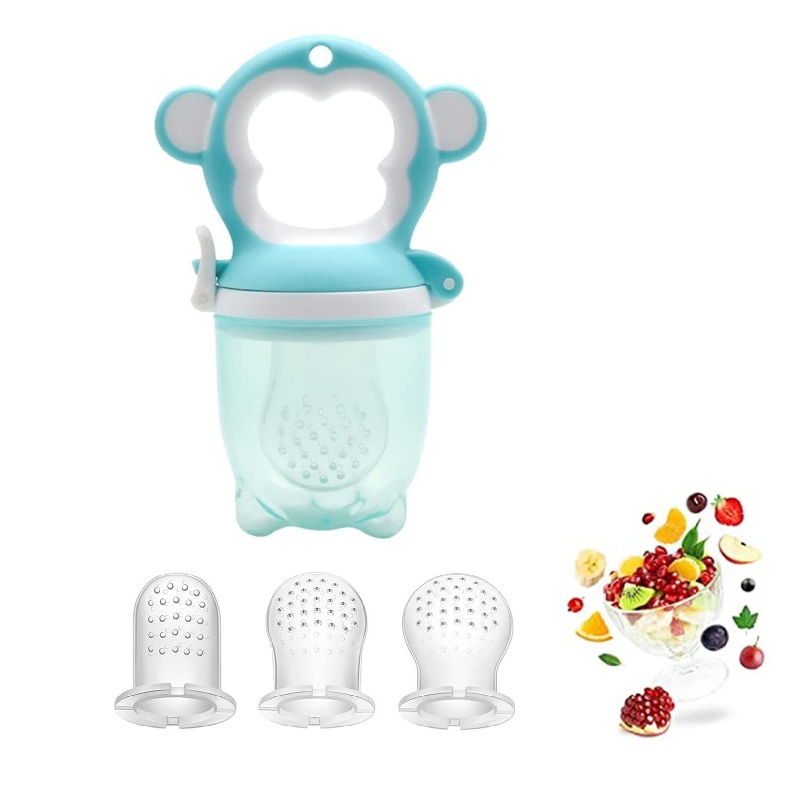Dilovely Baby Fruit Feeder,Silicone Teething Pacifiers for Babies, Fresh  Food Feeder with 3 Sizes Silicone Pouches, BPA Free Mesh Feeder for Infants  2