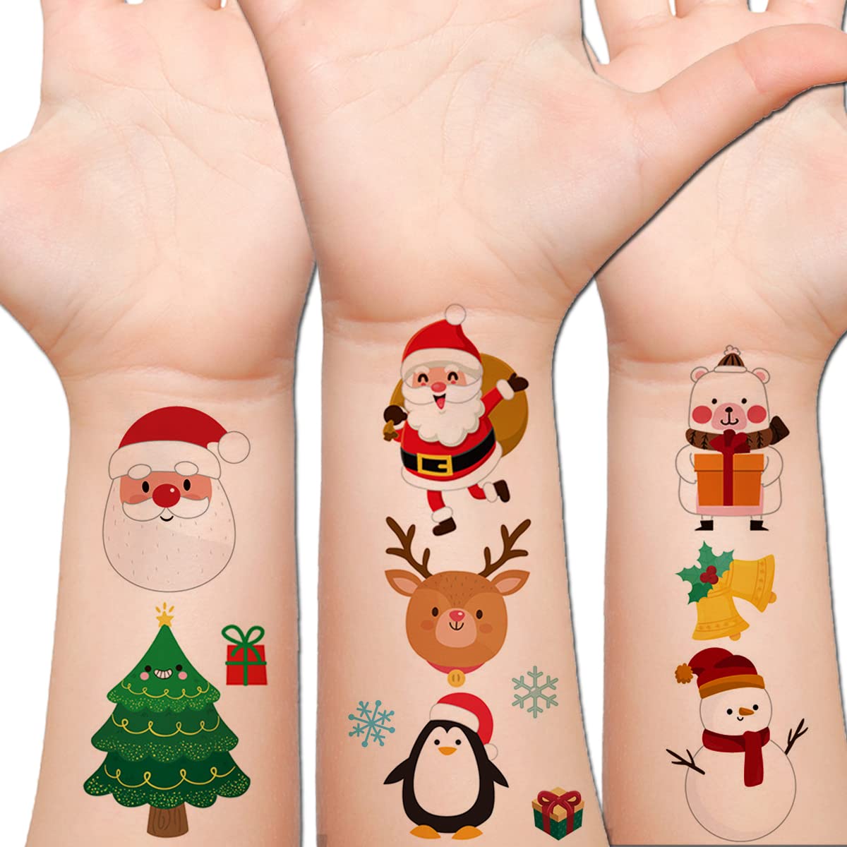 2022 New Children Cartoon Christmas Tattoo Sticker Santa Claus Snowman  Waterproof Temporary Stickers Fake Face Arm Sticker