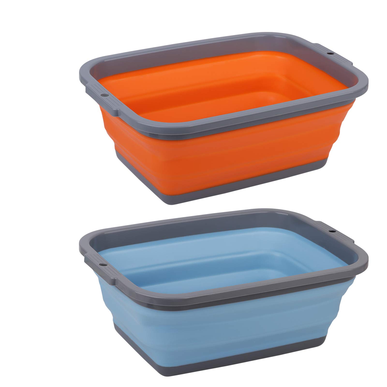 2 Pack Collapsible Sink with 2.25 Gal / 8.5L Each, Foldable Dish Tub for  Washing Dishes, Camping, Hiking and Home, Portable Washing Basin 2 Pack  Grey/Blue and Grey/Orange