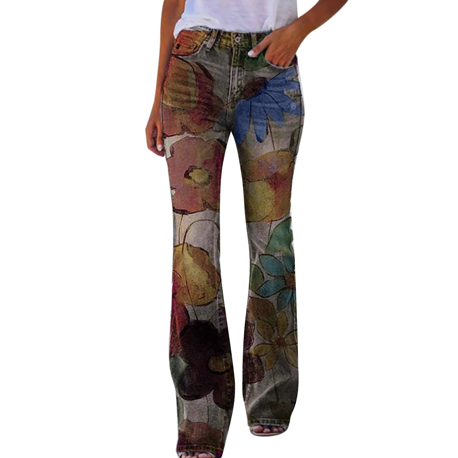 Vintage Plaid Flare Pants Women Summer Autumn High Waist Pants