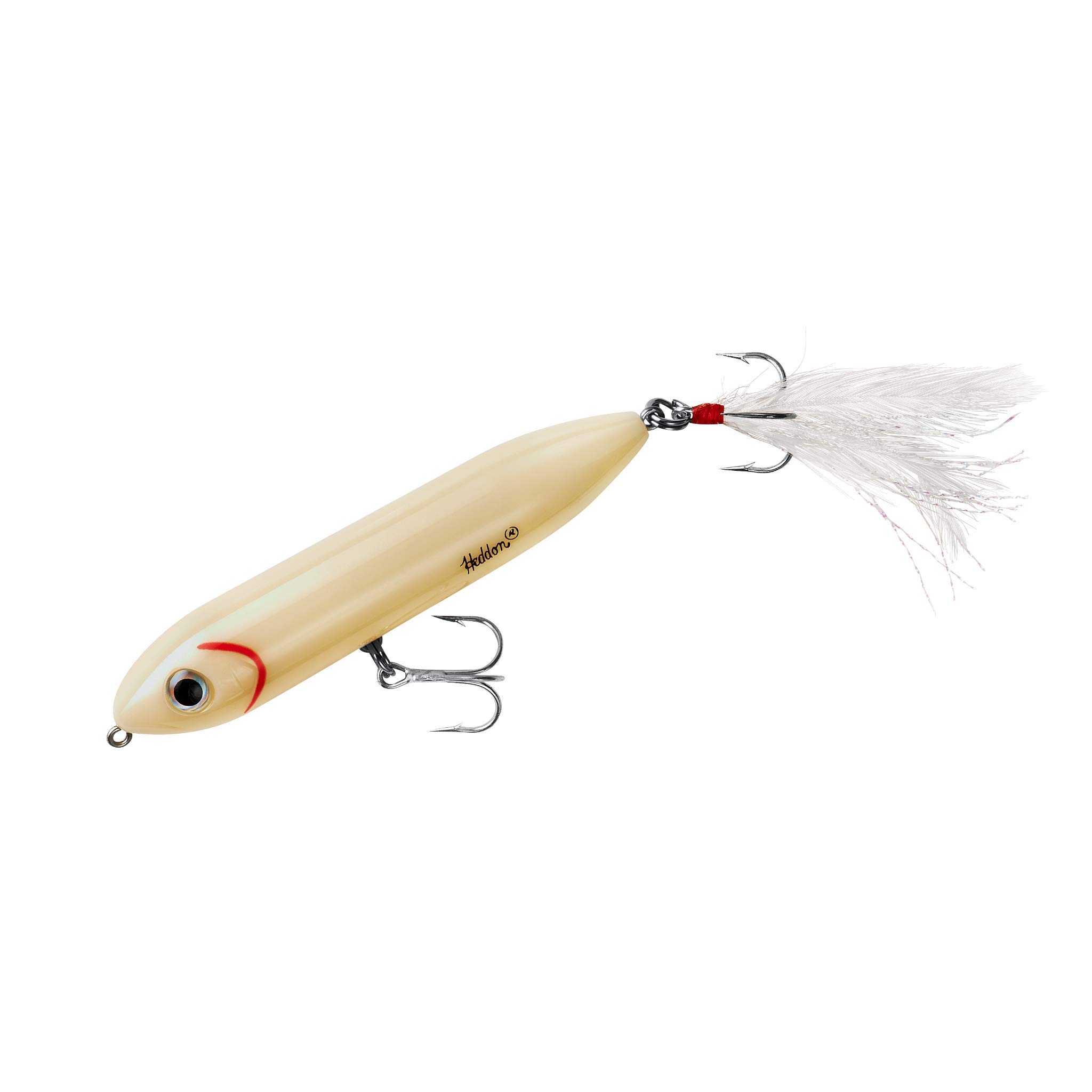 Heddon Super Spook Topwater Fishing Lure for Saltwater and Freshwater Bone  - Feather Dressed Feather Super Spook Jr (1/2 oz)