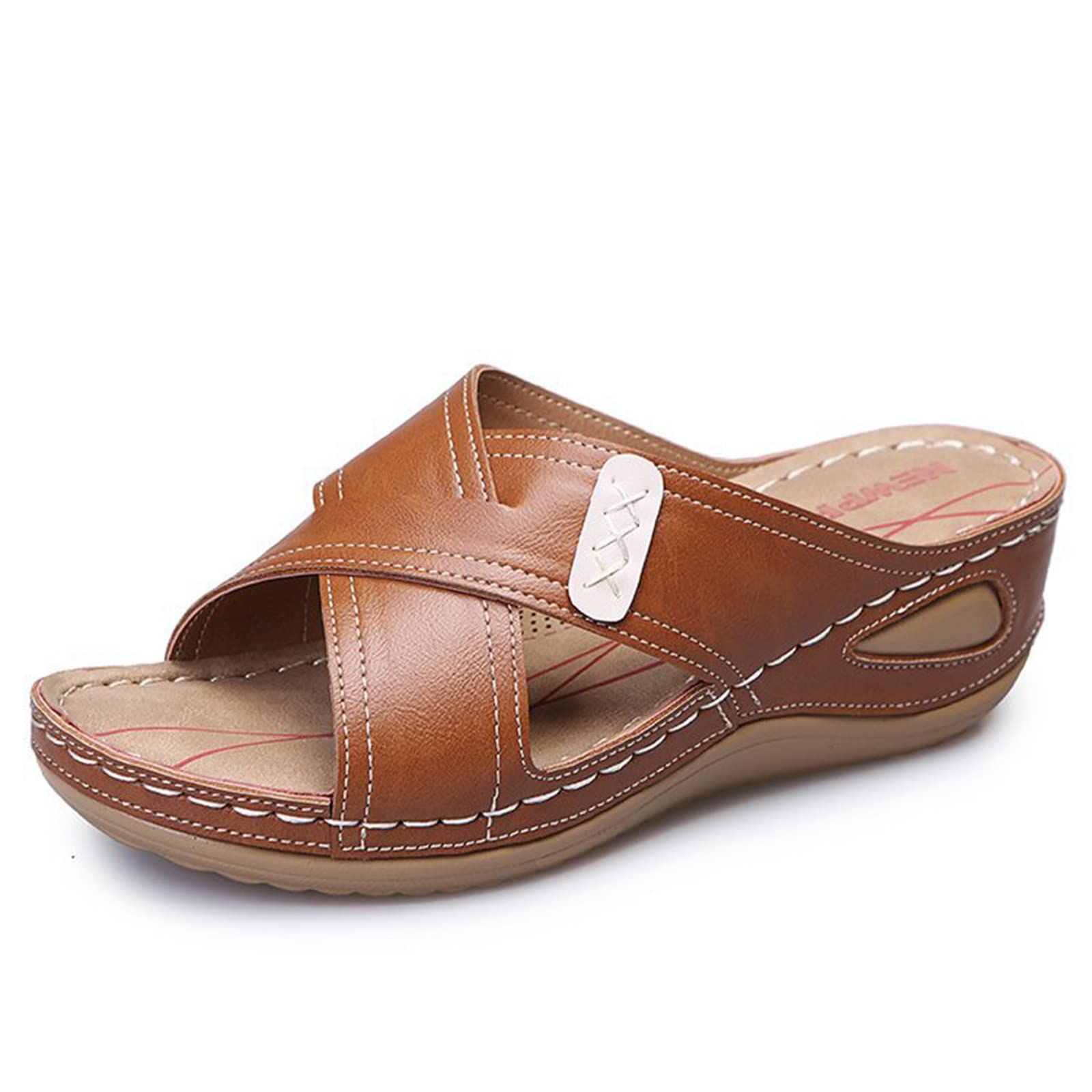 Buy Tan Brown Regular/Wide Fit Forever Comfort® Crossover Leather Sandals  from Next USA