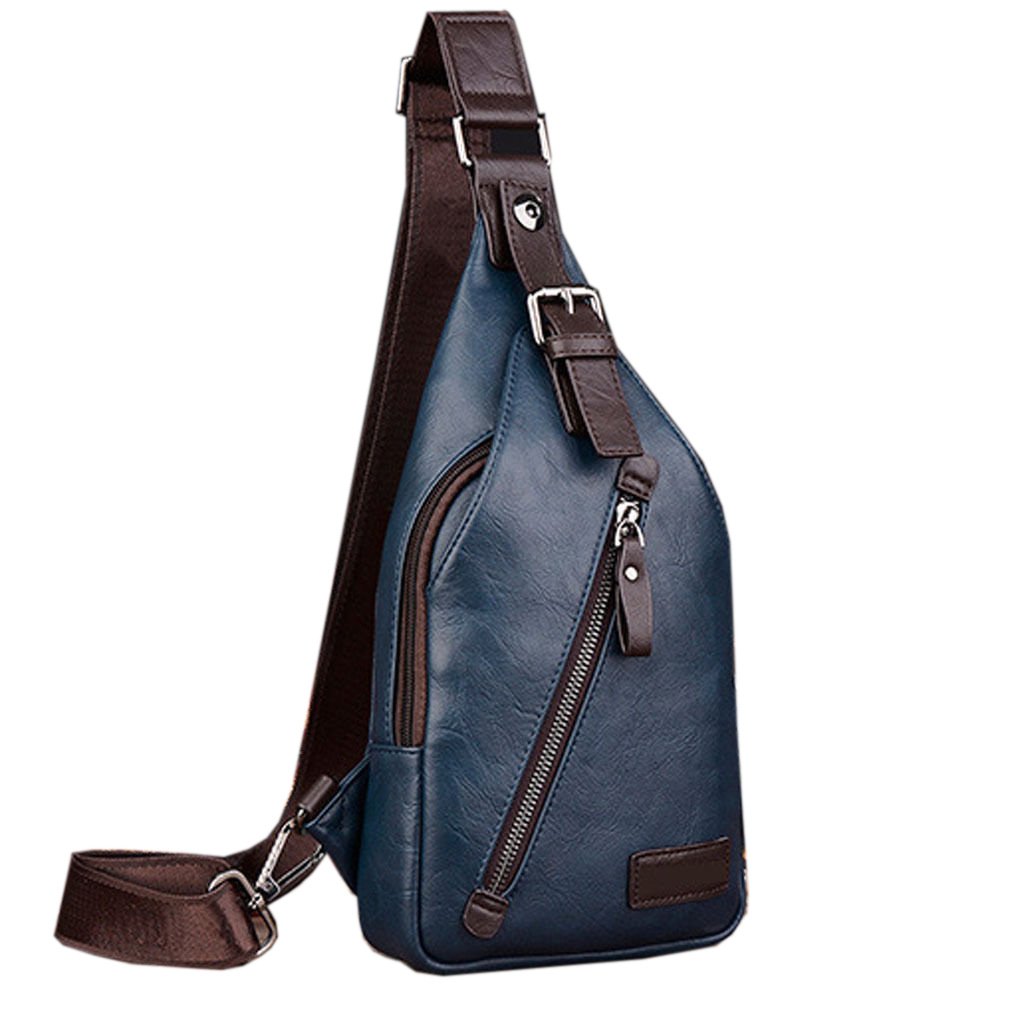 Leather Sling Bag Crossbody Backpack Daypack for Men Women Outdoor