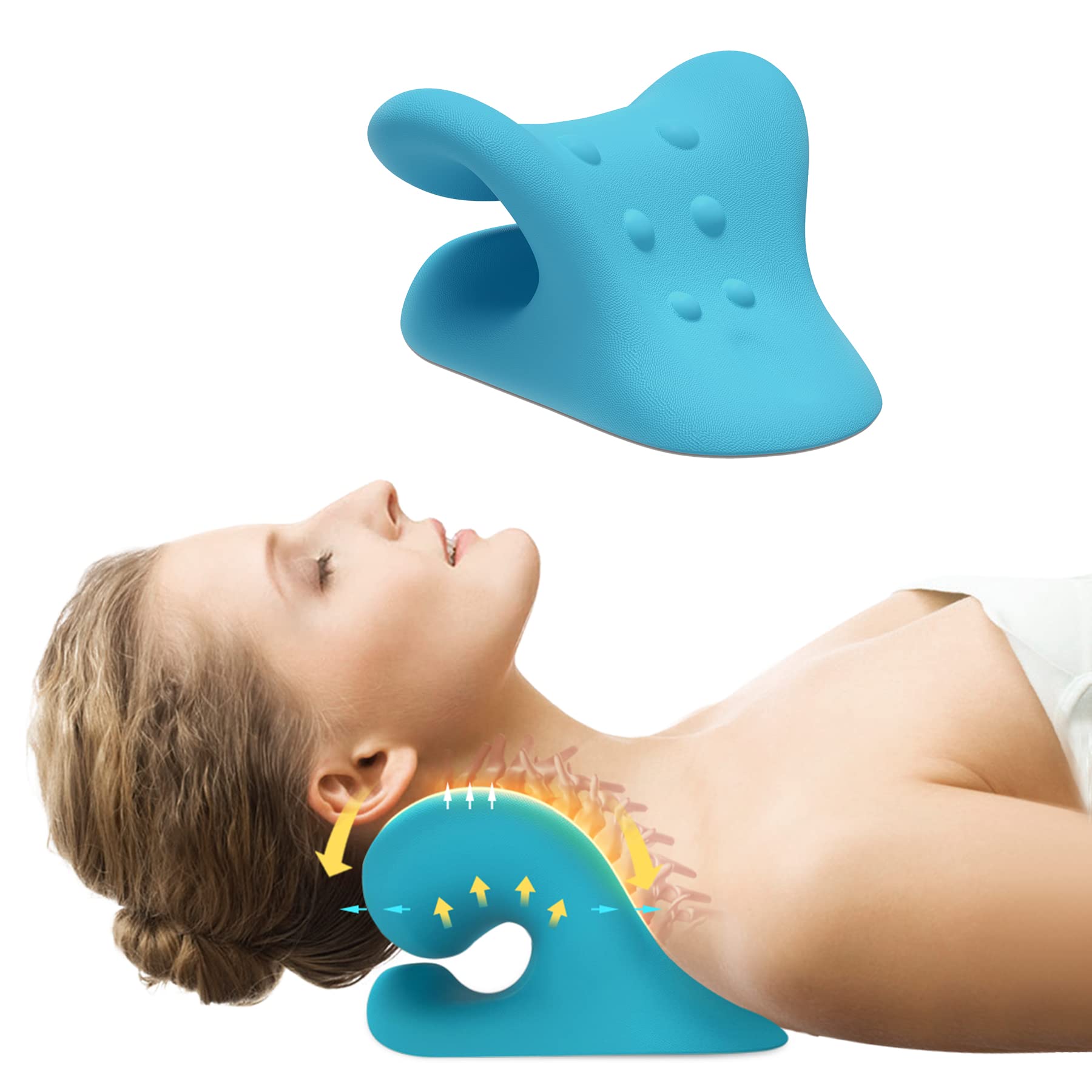 Neck and Shoulder Relaxer, Neck Stretcher for Neck Pain Relief, Cervical  Traction Device for TMJ Pain Relief and Cervical Spine Alignment,  Chiropractic Pillow Neck Stretcher, Blue 