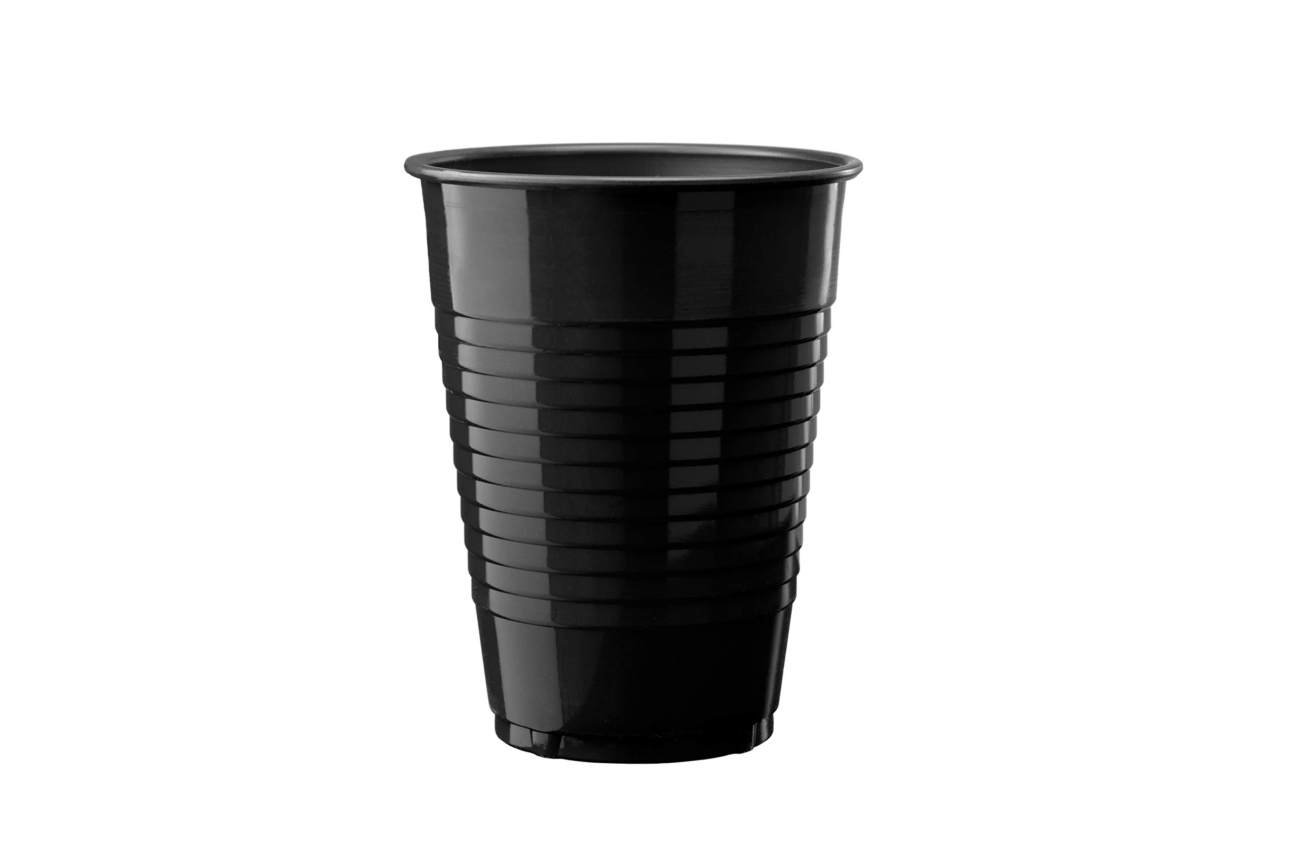 True Black Party Cups, Disposable Cups, Drink Cups for Cocktails and Beer,  16 Ounce Capacity, Plastic, Black, Set of 50