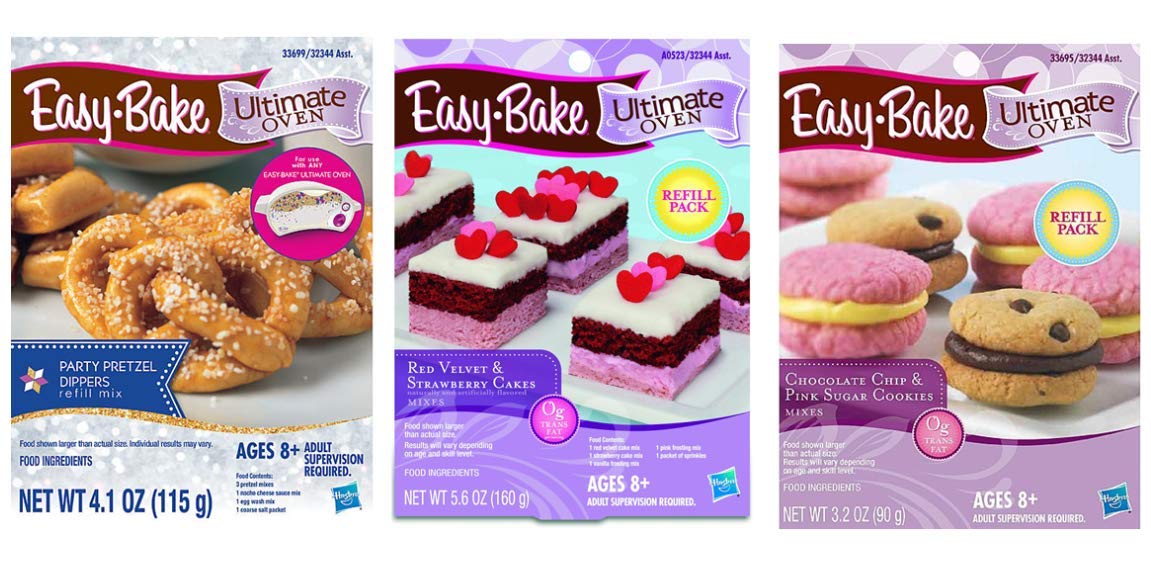Five Deals Easy Bake Oven Star Edition + Chocolate Chip and Pink Sugar Refill + Red Velvet Cupcakes Refill + Party Pretzel Refill Pack + Mini Whisk.