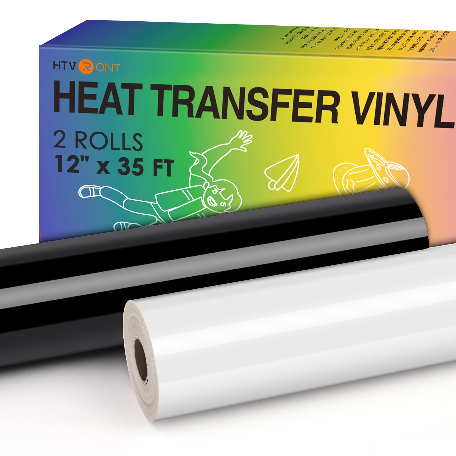 HTVRONT HTV Vinyl Rolls Black HTV and White Heat Transfer Vinyl