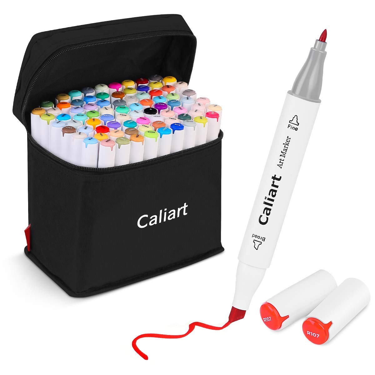 Caliart 51 Colors Alcohol Brush Markers, Dual Tip (Brush & Chisel